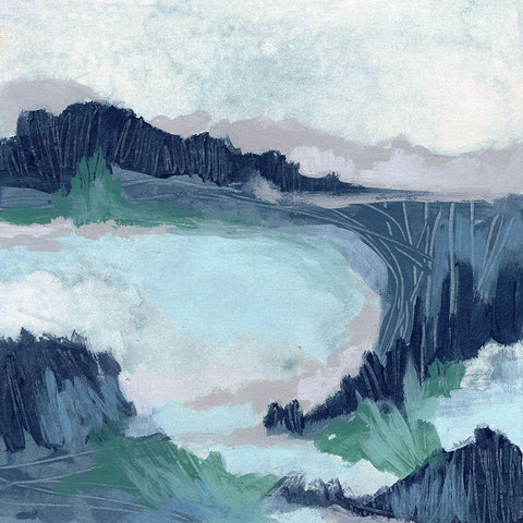 Blue Marsh Grove II Gold Ornate Wood Framed Art Print with Double Matting by Vess, June Erica