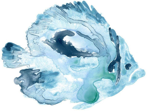 Blue Ocean Fish I Black Ornate Wood Framed Art Print with Double Matting by Vess, June Erica