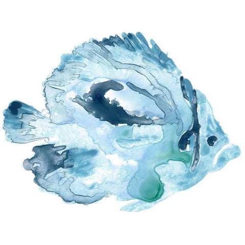 Blue Ocean Fish I Black Modern Wood Framed Art Print by Vess, June Erica