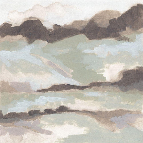 Range Mist II White Modern Wood Framed Art Print with Double Matting by Vess, June Erica