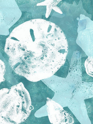 Seabed Silhouettes I White Modern Wood Framed Art Print with Double Matting by Vess, June Erica