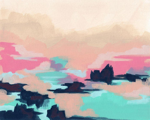 Calypso Coast I White Modern Wood Framed Art Print with Double Matting by Vess, June Erica