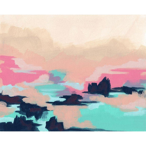 Calypso Coast I Black Modern Wood Framed Art Print by Vess, June Erica