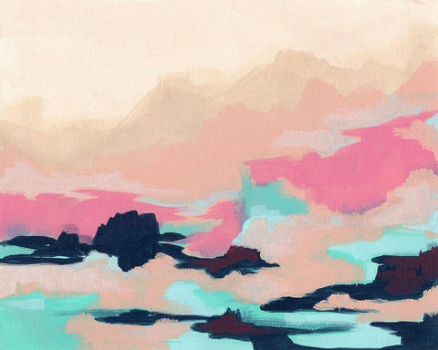 Calypso Coast II Black Ornate Wood Framed Art Print with Double Matting by Vess, June Erica