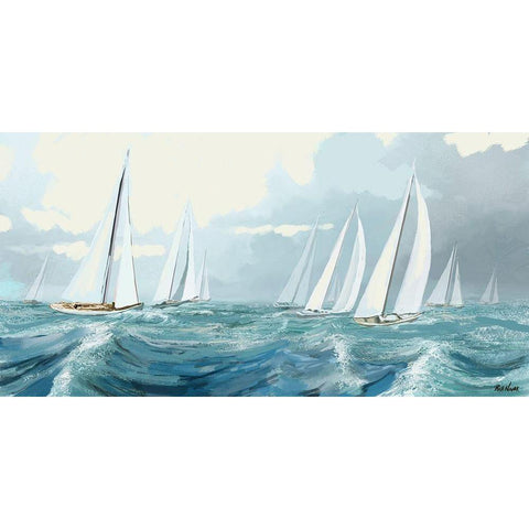 Sailing Ships I White Modern Wood Framed Art Print by Novak, Rick