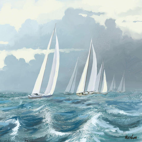 Sailing Ships II Black Modern Wood Framed Art Print by Novak, Rick
