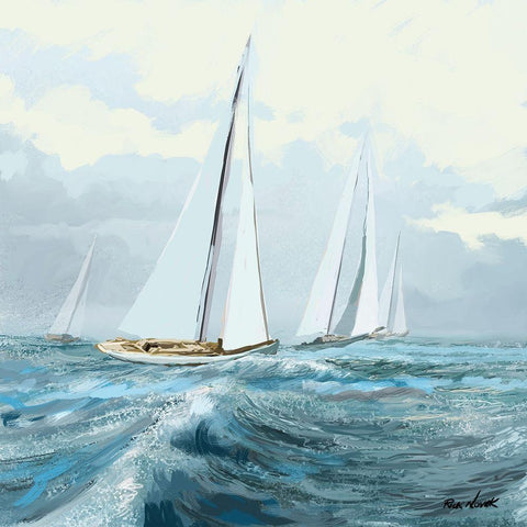 Sailing Ships III Black Modern Wood Framed Art Print by Novak, Rick
