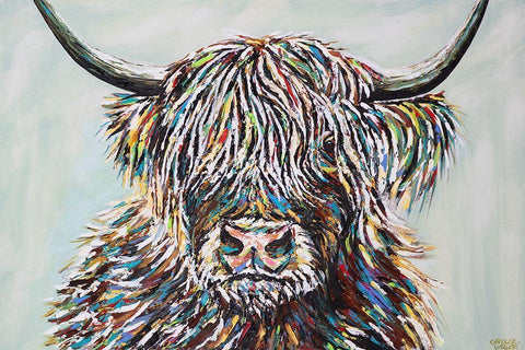 Woolly Highland II White Modern Wood Framed Art Print with Double Matting by Vitaletti, Carolee