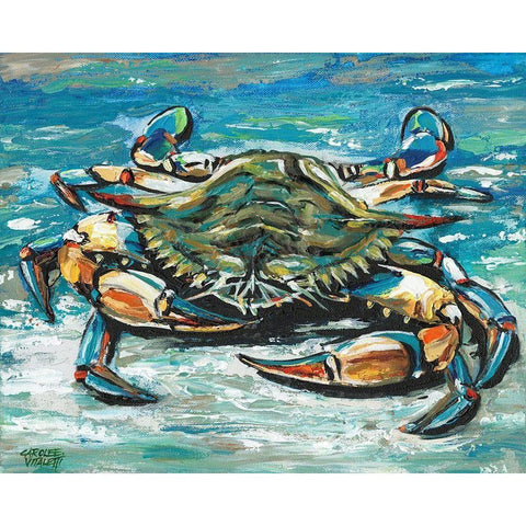 Blue Palette Crab I Black Modern Wood Framed Art Print by Vitaletti, Carolee