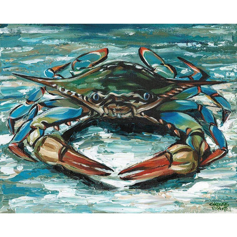 Blue Palette Crab II Gold Ornate Wood Framed Art Print with Double Matting by Vitaletti, Carolee