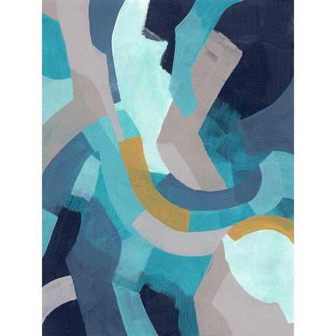 Puzzle Blues I White Modern Wood Framed Art Print by Vess, June Erica