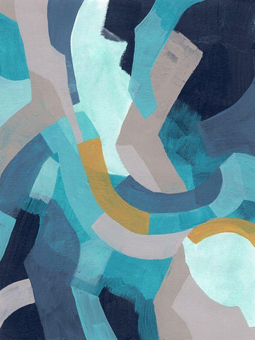 Puzzle Blues I Black Ornate Wood Framed Art Print with Double Matting by Vess, June Erica