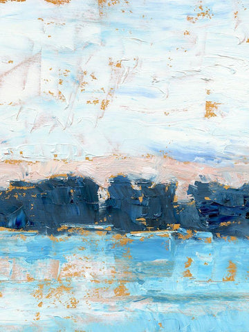 Indigo Treeline II White Modern Wood Framed Art Print with Double Matting by Harper, Ethan