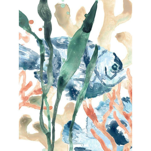 In the Kelp I White Modern Wood Framed Art Print by Vess, June Erica