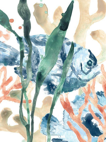 In the Kelp I White Modern Wood Framed Art Print with Double Matting by Vess, June Erica