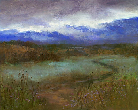 Crystal Springs Path at Dusk White Modern Wood Framed Art Print with Double Matting by Finch, Sheila