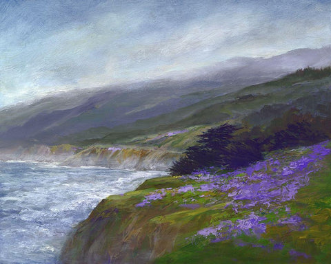 Montara White Modern Wood Framed Art Print with Double Matting by Finch, Sheila