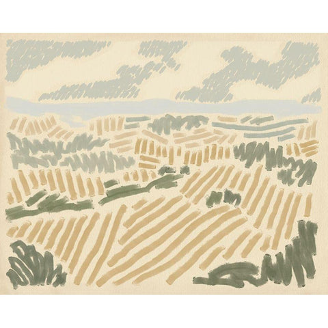 Paysage de Montpellier II Black Modern Wood Framed Art Print with Double Matting by Green, Jacob