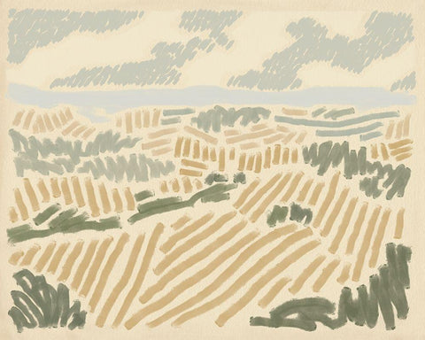 Paysage de Montpellier II White Modern Wood Framed Art Print with Double Matting by Green, Jacob