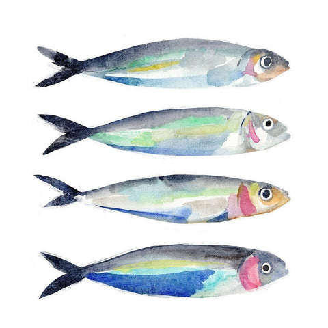 Sardine Team II Black Modern Wood Framed Art Print by Warren, Annie