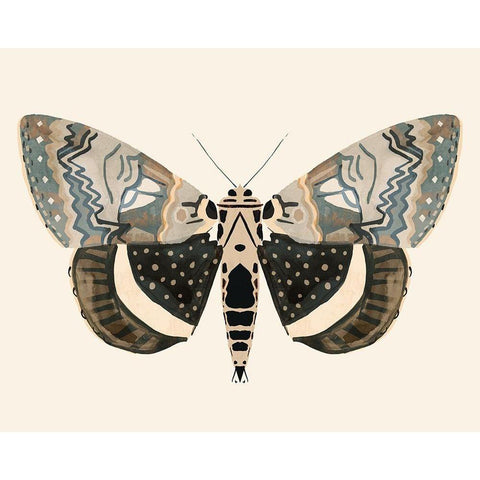 Neutral Moth I Gold Ornate Wood Framed Art Print with Double Matting by Barnes, Victoria