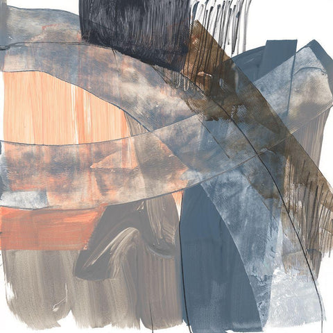 Neutrals and Coral I White Modern Wood Framed Art Print by Goldberger, Jennifer