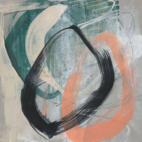 Converging Loops II Black Modern Wood Framed Art Print with Double Matting by Goldberger, Jennifer