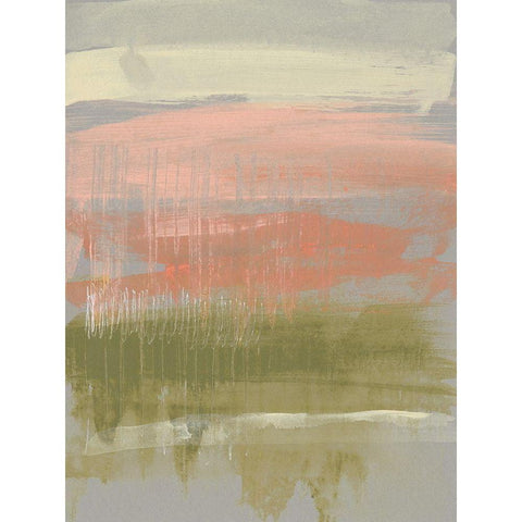 Coral and Olive Striations I White Modern Wood Framed Art Print by Goldberger, Jennifer