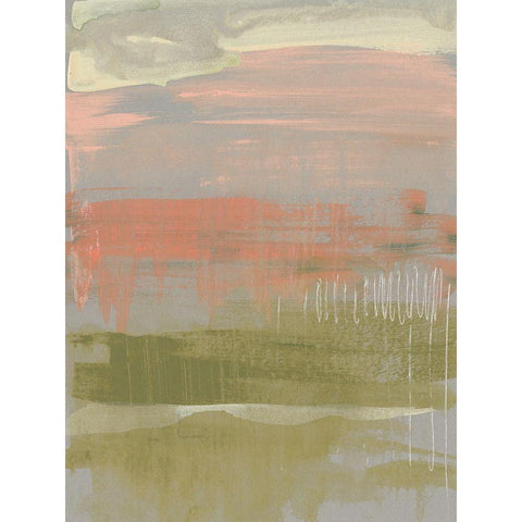 Coral and Olive Striations II Black Modern Wood Framed Art Print with Double Matting by Goldberger, Jennifer