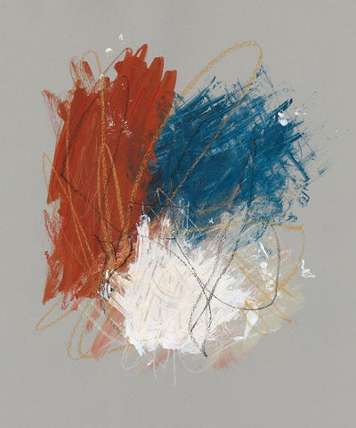 Primary Color Study II White Modern Wood Framed Art Print with Double Matting by Stramel, Renee W.