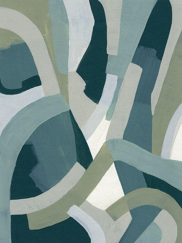 Limestone Puzzle II White Modern Wood Framed Art Print with Double Matting by Vess, June Erica