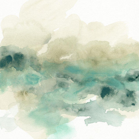 Mountain Haze I White Modern Wood Framed Art Print by Vess, June Erica