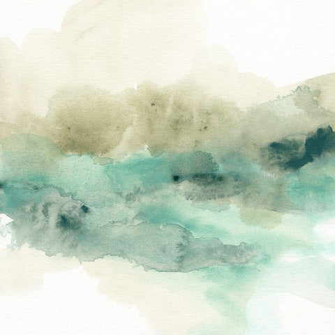 Mountain Haze II White Modern Wood Framed Art Print by Vess, June Erica