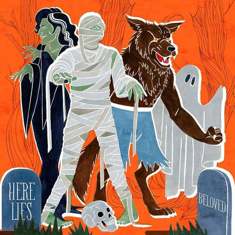 Graveyard Gang II White Modern Wood Framed Art Print with Double Matting by Popp, Grace