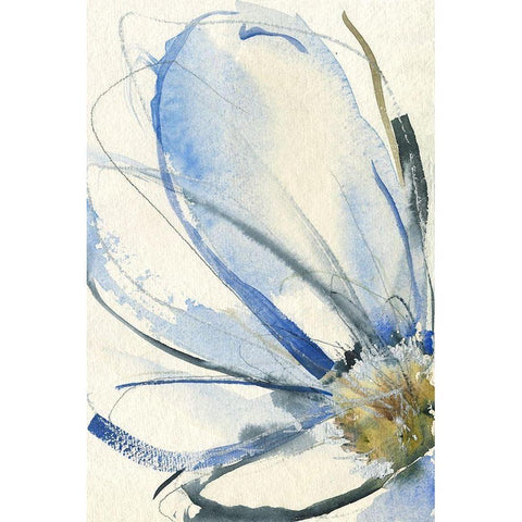 Cobalt and Paynes Petals I White Modern Wood Framed Art Print by Goldberger, Jennifer