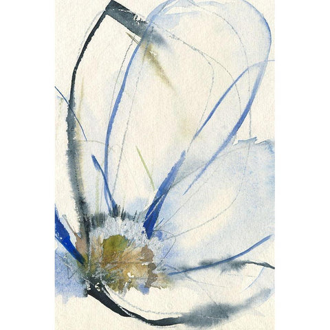 Cobalt and Paynes Petals II White Modern Wood Framed Art Print by Goldberger, Jennifer