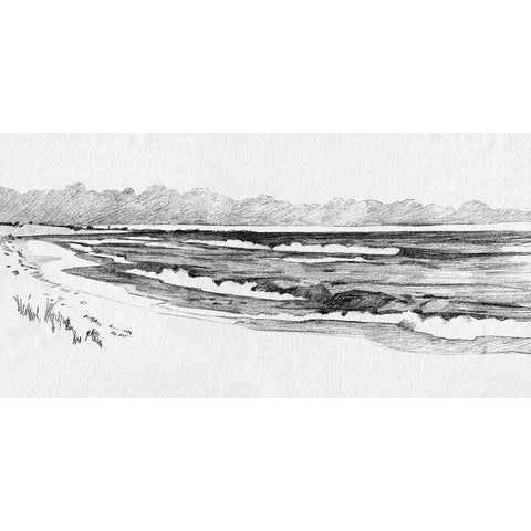 Quiet Ocean Sketch I Gold Ornate Wood Framed Art Print with Double Matting by Caroline, Emma