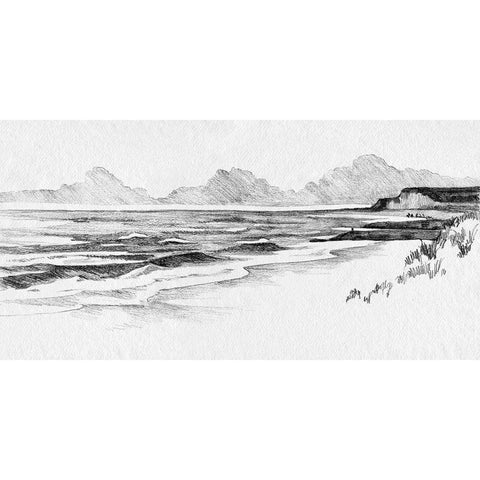Quiet Ocean Sketch II White Modern Wood Framed Art Print by Caroline, Emma