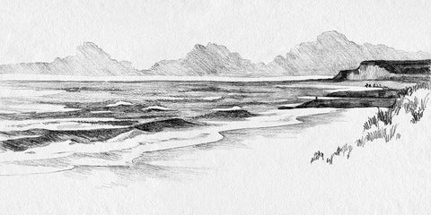 Quiet Ocean Sketch II White Modern Wood Framed Art Print with Double Matting by Caroline, Emma