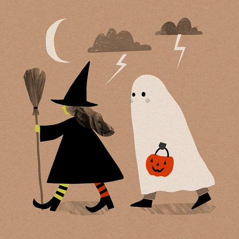 Graphic Halloween III White Modern Wood Framed Art Print with Double Matting by Barnes, Victoria