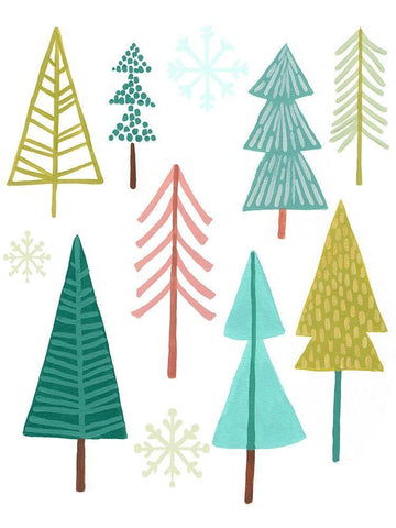 Modern Holiday I White Modern Wood Framed Art Print with Double Matting by Vess, June Erica