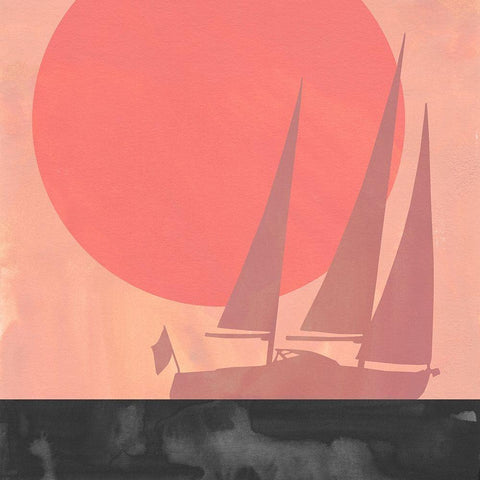 Deep Sea Sunset I White Modern Wood Framed Art Print by Green, Jacob