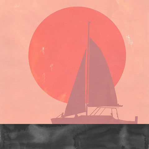 Deep Sea Sunset II Black Modern Wood Framed Art Print by Green, Jacob