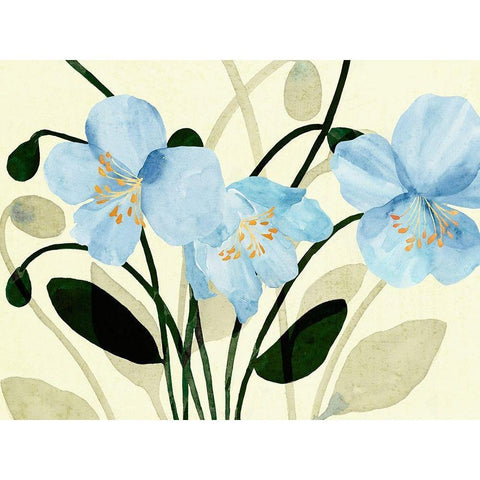 Blue Poppies II White Modern Wood Framed Art Print by Warren, Annie