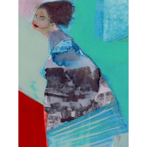 Walking Woman III White Modern Wood Framed Art Print by Cartissi