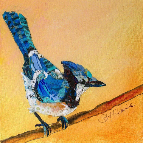 Blue Jay Blessing White Modern Wood Framed Art Print with Double Matting by St. Hilaire, Elizabeth