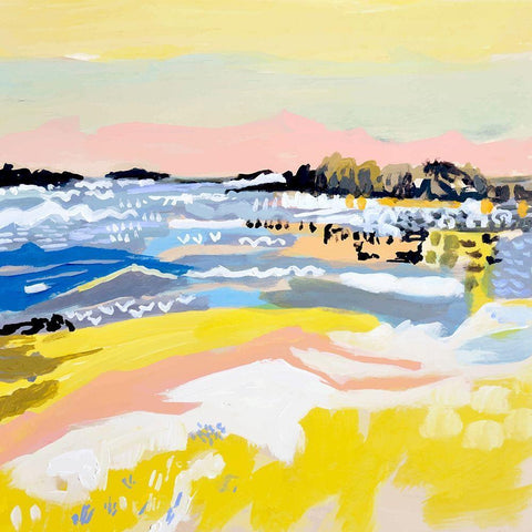 Surfscape V White Modern Wood Framed Art Print with Double Matting by Fields, Karen