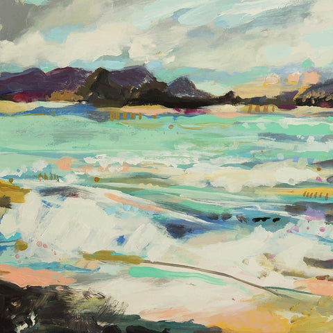 Surfscape VI White Modern Wood Framed Art Print with Double Matting by Fields, Karen