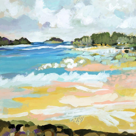 Surfscape IX White Modern Wood Framed Art Print with Double Matting by Fields, Karen