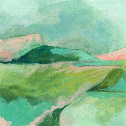 Mint Valley I Black Modern Wood Framed Art Print with Double Matting by Vess, June Erica